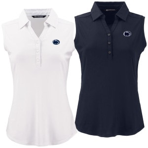 women's Cutter & Buck white and navy sleeveless polos with Penn State Athletic Logos